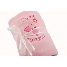 Personalised Embroidered Baby Girl Blanket With Cute Love Bug Design